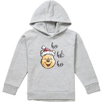 Disney Winnie The Pooh Ho Ho Ho, Merry Christmas Youth Kids Pull-Over Hoodie, Athletic Heather in Grey | Size: 7-8 Years