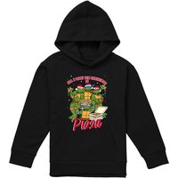 Nickelodeon Teenage Mutant Ninja Turtles Christmas Pizza Youth Kids Pull-Over Hoodie, Black | Size: 9-11 Years