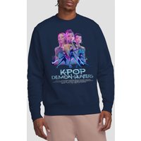 Netflix Kpop Demon Hunters Huntrix Huntrx Billboard Poster Sweatshirt, Navy | Size: Large