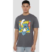 Smurfette Patchwork Background T Shirt Charcoal