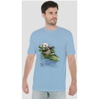 Wildlife Kelp Cradle Otters T Shirt Light Blue