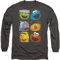 Group Squares Long Sleeve T Shirt Charcoal