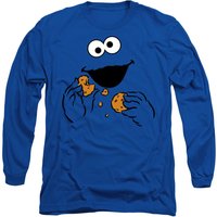 Cookie Monster Om Nom Face Long Sleeve T Shirt Royal