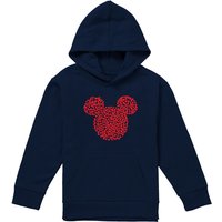 Disney Mickey Mouse Valentine'S Day Heart Ears Silhouette Youth Kids Pull-Over Hoodie, Navy | Size: 12-13 Years