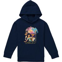 Disney Aladdin Jasmine, Abu, Rajah, Genie Are Ready For Adventure Youth Kids Pull-Over Hoodie, Navy | Size: 9-11 Years