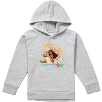 Disney Moana Sitting Sunset Youth Kids Pull-Over Hoodie, Athletic Heather in Grey | Size: 9-11 Years