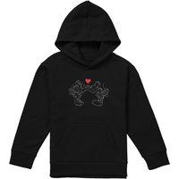 Disney Mickey Mouse & Minnie Sketch Kiss Valentine'S Day Youth Kids Pull-Over Hoodie, Black | Size: 12-13 Years