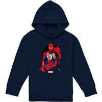 Marvel Spiderman Symbiote Youth Kids Pull-Over Hoodie, Navy | Size: 5-6 Years