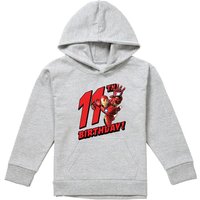Marvel Iron Man Birthday 11 Youth Kids Pull-Over Hoodie, Athletic Heather in Grey | Size: 7-8 Years