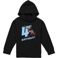 Marvel Thor Birthday 4 Youth Kids Pull-Over Hoodie, Black | Size: 5-6 Years