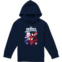 Marvel Spidey & His Amazing Friends Spidey Gwen Miles Group Youth Kids Pull-Over Hoodie, Navy | Size: 12-13 Years