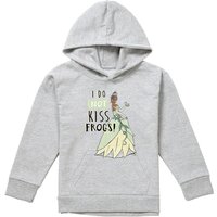 Disney The Princess & The Frog Tiana Does Not Kiss Frogs Youth Kids Pull-Over Hoodie, Athletic Heather in Grey | Size: 7-8 Years