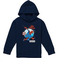 Marvel Friendly Neighborhood Spiderman Wall Crawler Comic Youth Kids Pull-Over Hoodie, Navy | Size: 9-11 Years