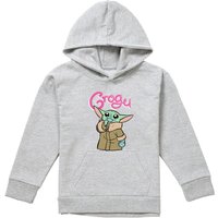 Disney Star Wars Grogu Bubble Youth Kids Pull-Over Hoodie, Athletic Heather in Grey | Size: 7-8 Years