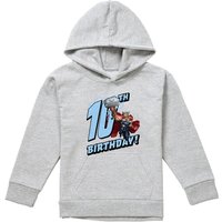 Marvel Thor Birthday 10 Youth Kids Pull-Over Hoodie, Athletic Heather in Grey | Size: 12-13 Years
