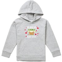 Disney Star Wars You Make My Heart Grogu Youth Kids Pull-Over Hoodie, Athletic Heather in Grey | Size: 12-13 Years