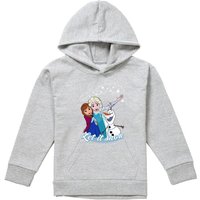 Disney Frozen Elsa Anna Olaf Let It Snow Youth Kids Pull-Over Hoodie, Athletic Heather in Grey | Size: 12-13 Years