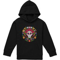 Disney Coco Day Of The Dead Patch With Miguel, Ernesto, Hector Youth Kids Pull-Over Hoodie, Black | Size: 5-6 Years