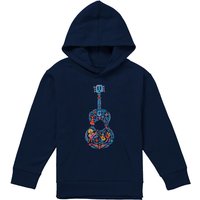 Disney Coco Colorful Guitar With Ernesto, Miguel & Hector Youth Kids Pull-Over Hoodie, Navy | Size: 9-11 Years