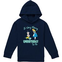 Disney Alice In Wonderland Very Merry Unbirthday To Me Youth Kids Pull-Over Hoodie, Navy | Size: 9-11 Years