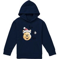 Disney Winnie The Pooh Ho Ho Ho, Merry Christmas Youth Kids Pull-Over Hoodie, Navy | Size: 7-8 Years