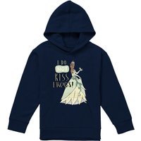 Disney The Princess & The Frog Tiana Does Not Kiss Frogs Youth Kids Pull-Over Hoodie, Navy | Size: 7-8 Years