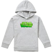 Disney Star Wars Lime Gradient Logo Youth Kids Pull-Over Hoodie, Athletic Heather in Grey | Size: 12-13 Years