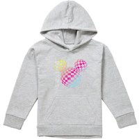 Disney Checkerboard Gradient Head Youth Kids Pull-Over Hoodie, Athletic Heather in Grey | Size: 9-11 Years