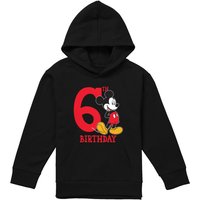 Disney Mickey Mouse 6Th Birthday Shirt Youth Kids Pull-Over Hoodie, Black | Size: 7-8 Years