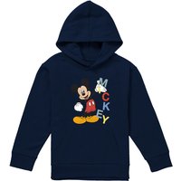 Disney Mickey Word Youth Kids Pull-Over Hoodie, Navy | Size: 9-11 Years