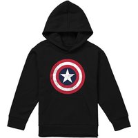 Marvel Captain America Shield Youth Kids Pull-Over Hoodie, Black | Size: 7-8 Years