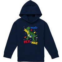 Disney Toy Story Merry Rexmas Christmas Youth Kids Pull-Over Hoodie, Navy | Size: 5-6 Years