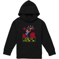 Disney Fix It Felix Jr Youth Kids Pull-Over Hoodie, Black | Size: 5-6 Years