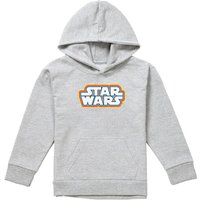 Disney Star Wars Retro Outline Logo Youth Kids Pull-Over Hoodie, Athletic Heather in Grey | Size: 5-6 Years