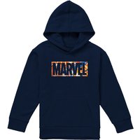 Marvel Paint Brick Youth Kids Pull-Over Hoodie, Navy | Size: 5-6 Years