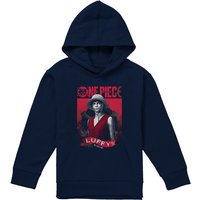 One Piece Luffy Etched Portrait Youth Kids Pull-Over Hoodie, Navy | Size: 12-13 Years
