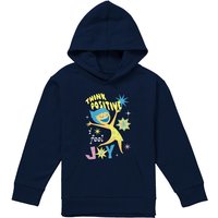 Disney Inside Out 2 Joy Think Positive Youth Kids Pull-Over Hoodie, Navy | Size: 9-11 Years