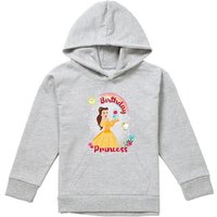 Disney Beauty & The Beast Birthday Princess With Belle & Chip Youth Kids Pull-Over Hoodie, Athletic Heather in Grey | Size: 7-8 Years