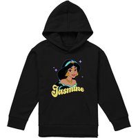 Disney Jasmine Face Youth Kids Pull-Over Hoodie, Black | Size: 9-11 Years