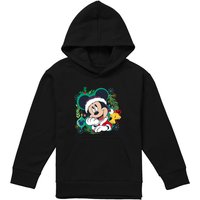 Disney Mickey Mouse Christmas Wreath Youth Kids Pull-Over Hoodie, Black | Size: 9-11 Years