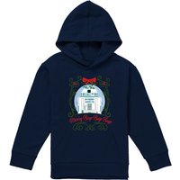Disney Star Wars Christmas R2D2 Merry Beep Boop Beep Youth Kids Pull-Over Hoodie, Navy | Size: 12-13 Years