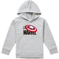 Marvel Captain America First Avenger Youth Kids Pull-Over Hoodie, Athletic Heather in Grey | Size: 7-8 Years