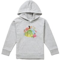 Disney Princess Tiana & Cinderella In The Garden Youth Kids Pull-Over Hoodie, Athletic Heather in Grey | Size: 9-11 Years