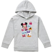 Disney Minnie Mouse & Daisy Emoji Youth Kids Pull-Over Hoodie, Athletic Heather in Grey | Size: 9-11 Years