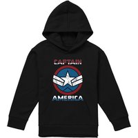 Marvel Captain America Badge Youth Kids Pull-Over Hoodie, Black | Size: 5-6 Years