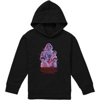 Stranger Things Pink Glow Group Youth Kids Pull-Over Hoodie, Black | Size: 7-8 Years