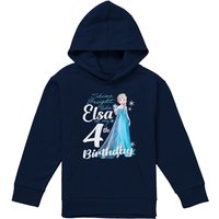 Disney Frozen Bright Like Elsa 4Th Birthday Youth Kids Pull-Over Hoodie, Navy | Size: 5-6 Years