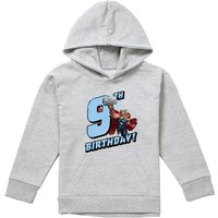 Marvel Thor Birthday 9 Youth Kids Pull-Over Hoodie, Athletic Heather in Grey | Size: 5-6 Years
