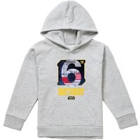 Disney Star Wars Xwing 6Th Birthday Space Youth Kids Pull-Over Hoodie, Athletic Heather in Grey | Size: 9-11 Years