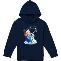 Disney Frozen Elsa Anna Olaf Let It Snow Youth Kids Pull-Over Hoodie, Navy | Size: 12-13 Years